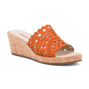 NEW VANELI Made In Brazil Cammie Suede Wedge Sandals Orange for women 252